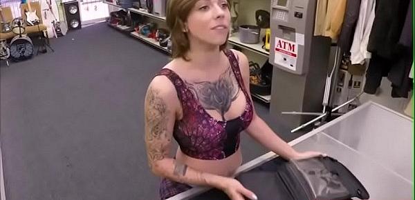  Hot tattoo artist gets banged in the pawnshop